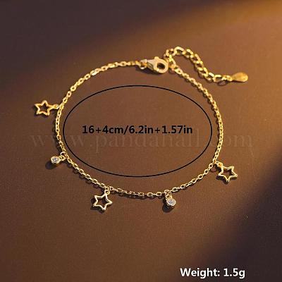 Серебряный браслет-цепочка со звездой для женщин в минималистичном стиле из золота CL9353-1