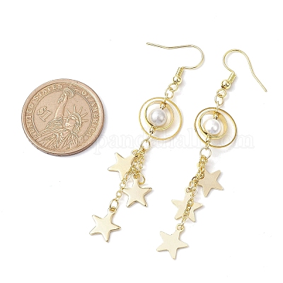 Латунь болтающиеся серьги EJEW-TA00478-1