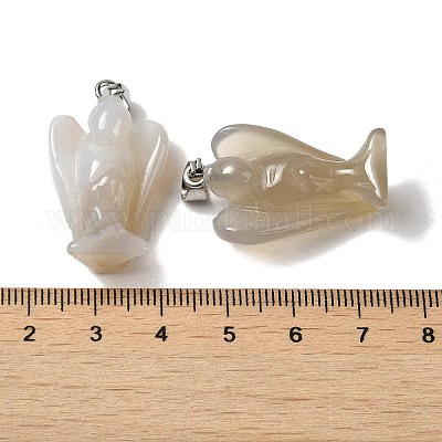 天然石瑪瑙ペンダント プラチナメッキ合金スナップオンベイル付き