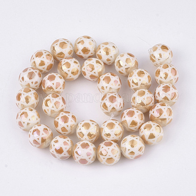 Стеклянные бусины с гальваническим покрытием  EGLA-S177-08B-M-1