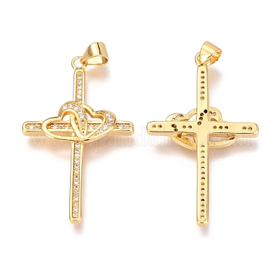 Латунные микропаве прозрачные подвески с фианитом ZIRC-O038-10G-1