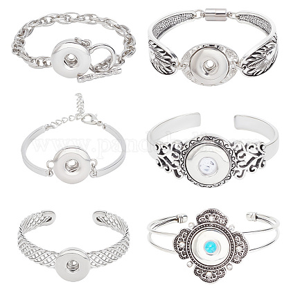 6個6スタイルの合金交換可能なスナップリンクカフバングル＆チャーム