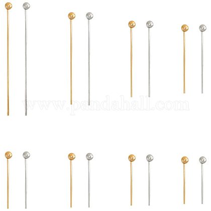 PandaHall 800pcs 8 Sizes Brass Head Pins Golden/Silver Ball Head Pin for Beads Earrings Jewelry Making KK-PH0035-62-1