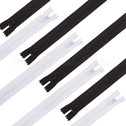 Benecreat 100pcs 9 Zoll (24cm) weiße und schwarze unsichtbare Nylon-Spiralreißverschlüsse Bulk-Nähreißverschlüsse für Schneiderkleidung zum Nähen FIND-BC0001-17-1