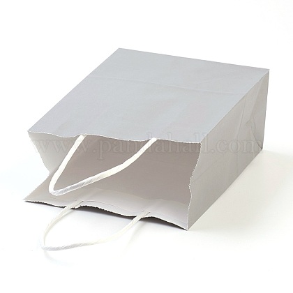 純色クラフト紙袋  ギフトバッグ  ショッピングバッグ  紙ひもハンドル付き  長方形  グレー  15x11x6cm AJEW-G020-A-07-1