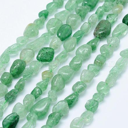 Perles vertes naturelles quartz fraise brins G-K203-04-1