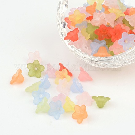 Perles de fleurs en acrylique transparent mat de couleur mixte X-M-PL554-1