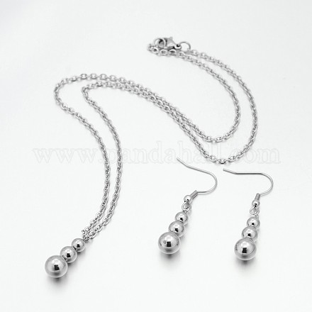 Kürbis 304 Edelstahl-hängende Halsketten und Ohrringe Schmuck-Sets SJEW-N026-03-1