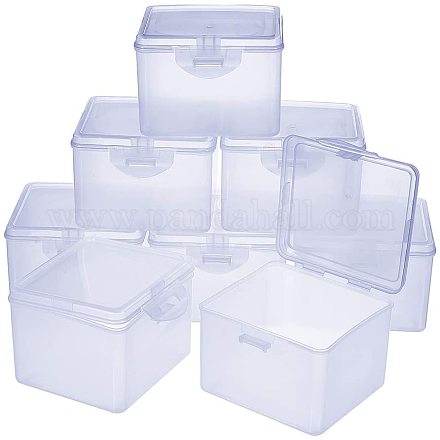 PandaHall Elite 8 pcs Clear Plastic Beading Storage Container Box CON-PH0001-48-1