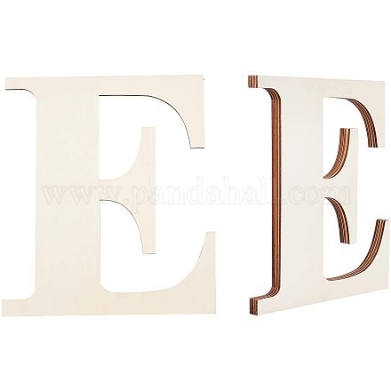 Tranches de bois inachevées en forme de lettre e DIY-GA0001-13-1
