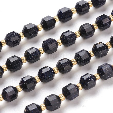 Chapelets de perles en pierre d'or bleue synthétique G-K303-A28-8mm-1