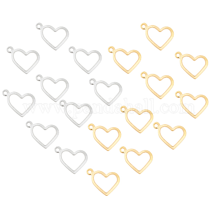 Unicraftale 100pcs oro y acero inoxidable color corazón encanto encantos de metal hipoalergénicos colgantes de acero inoxidable set encanto 1mm pequeño agujero para hacer joyas STAS-UN0015-86-1