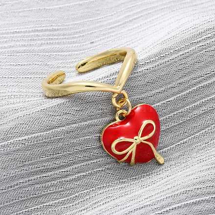 Латунные эмалевые открытые манжеты для женщин RJEW-U057-14A-G-1