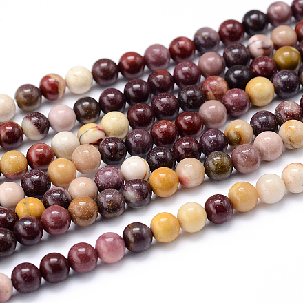 Chapelets de perles en mokaite naturel rondes G-F216-8mm-19-1