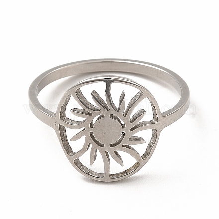 304 кольцо из нержавеющей стали с полым солнечным пальцем для женщин RJEW-K239-09P-1