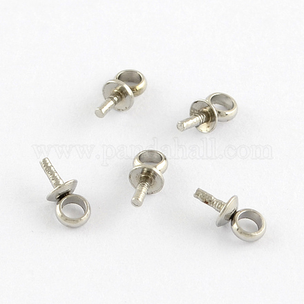201 Stainless Steel Cup Pearl Peg Bails Pin Pendants Bails for Half Drilled Beads STAS-Q188-01-1