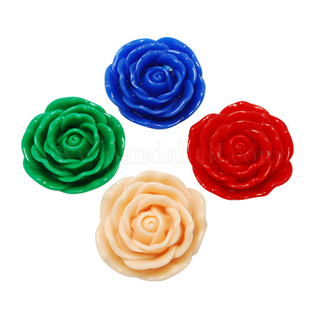 Resin Flower Rose Beads X-RESI-RB111-M-1-1