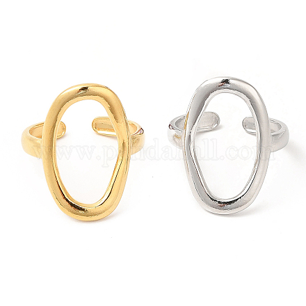 201つのステンレス鋼の指輪  カフスリング  男性女性のための中空の不規則な楕円リング  ミックスカラー  usサイズ7（17.3mm）  3mm RJEW-E063-49-M-1
