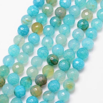 Chapelets de perles en agate craquelée naturelle G-K166-07F-8mm-11-1