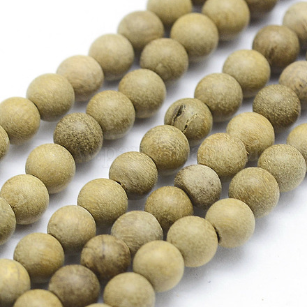 Natural Camphor Wood Beads Strands WOOD-P011-08-4mm-1