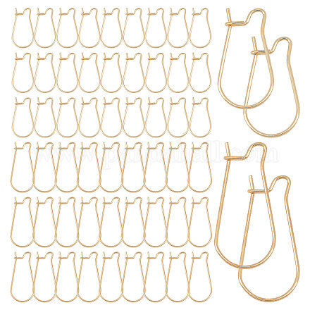 Creatcabin 1 boîte 60 pièces boucle d'oreille crochets rein en acier inoxydable fil d'oreille crochet accessoires de boucle d'oreille pour la fabrication de bijoux boucles d'oreilles accessoires bricolage doré STAS-CN0001-03-1