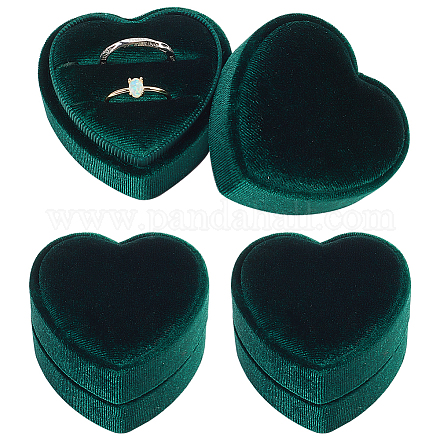 Caja de almacenamiento de anillos de pareja de cartón cubierto de terciopelo corazón CON-WH0087-81A-1