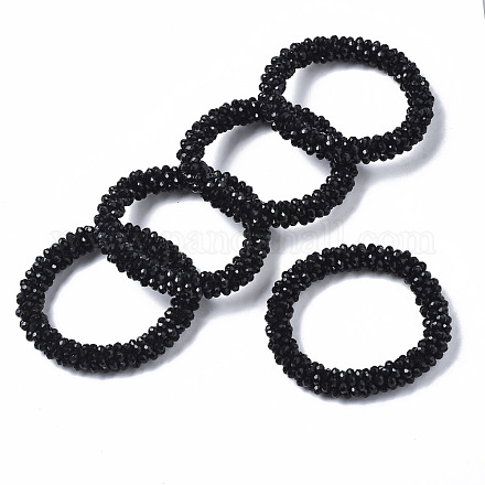 Bracelets extensibles en perles de verre opaques facettées BJEW-S144-002E-01-1
