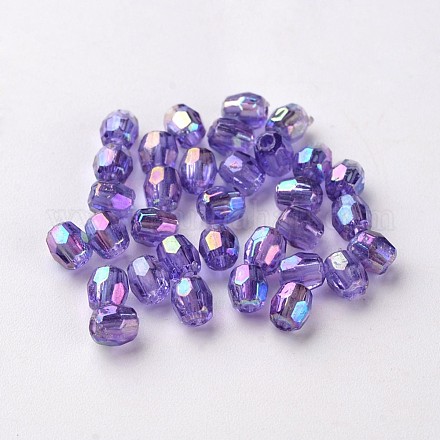 AB Color Plated Eco-Friendly Transparent Acrylic Barrel Beads TACR-L002-4mm-21-1