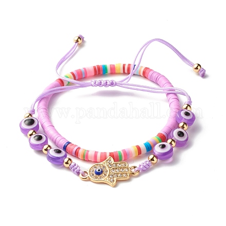 Handgefertigte Heishi-Perlen-Stretcharmbänder aus Fimo BJEW-JB07349-02-1