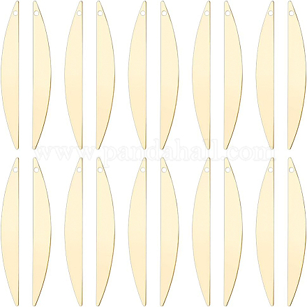 Benecreat リアル 20K ゴールドメッキ ストリップ真鍮チャーム 18 個  空白の金属フレークペンダント装飾品 diy ネックレスブレスレットジュエリーメイキング用  穴：1mm KK-BC0008-92-1