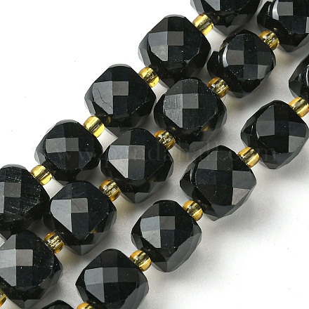 Cuentas de obsidiana natural hebras G-Q010-A23-01-1