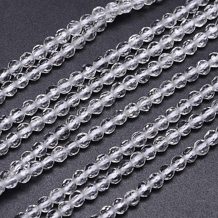 Sfaccettate rotonde di quarzo naturale perline di cristallo fili G-L411-30-4mm-1