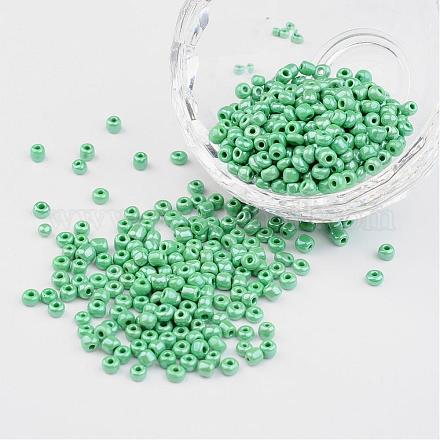 Perles de bricolage artisanales perles de rocaille de verre rondes lustrées de 8/0 couleurs opaques X-SEED-A012-3mm-127-1