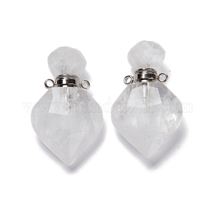 Natural Quartz Crystal Perfume Bottle Pendants G-D058-11P-03-1