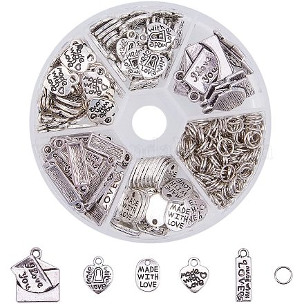 Pandahall elite kit ювелирные изделия подвески серебряные тибетские подвески кулон сердце с буквами TIBEP-PH0004-21-1