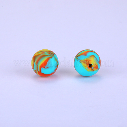 Perles focales rondes en silicone imprimées SI-JX0056A-70-1