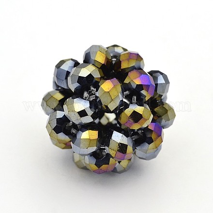 Electroplate Glass Round Woven Beads GLAA-A034-6mm-C04-1