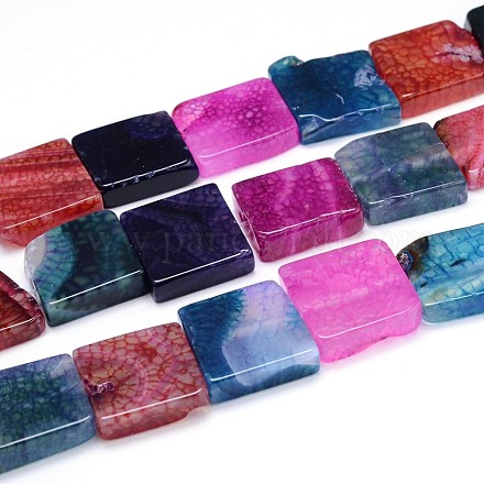 Natural Agate Square Beads Strands G-P100-05-1