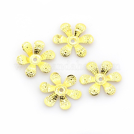 6-Petal Brass Flower Bead Caps KK-O016-02-1