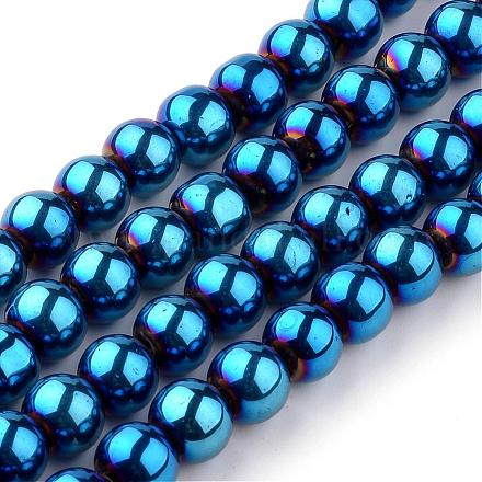 電気メッキガラスビーズセット  ラウンド  ブルーメッキ  3mm  穴：1mm  約100個/連  23.6インチ EGLA-R047-3mm-BL-1