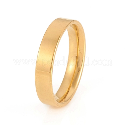 201 Stainless Steel Flat Plain Band Rings RJEW-G106-4mm-6-G-1