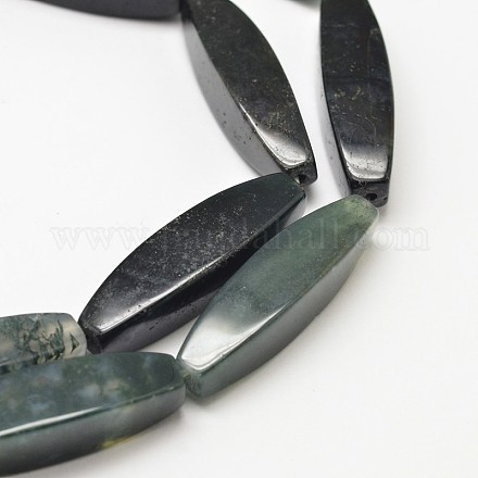 Natural Moss Agate Cuboid Beads Strands G-P091-02-1