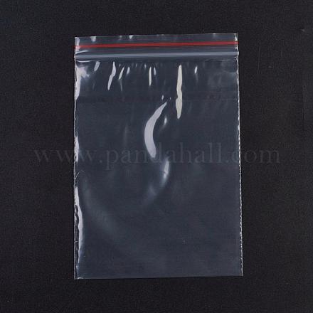 プラスチックジップロックバッグ  再封可能な包装袋  トップシール  セルフシールバッグ  長方形  レッド  13x9cm  片側の厚さ：1.8ミル（0.045mm）  100個/袋 OPP-G001-D-9x13cm-1