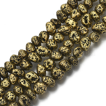 Electroplated Natural Lava Rock Beads Strands G-S352-29AG-1