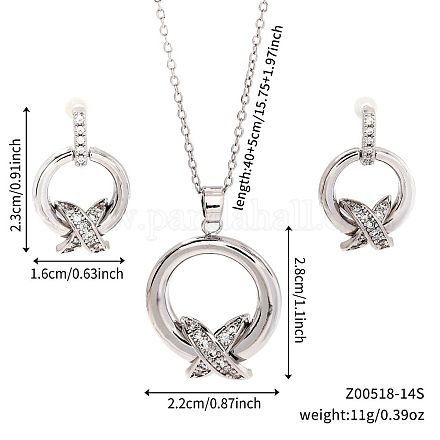 Комплекты из латунных подвесок и серег-гвоздиков с микропаве из прозрачных кубических цирконий для женщин LE1228-2-1