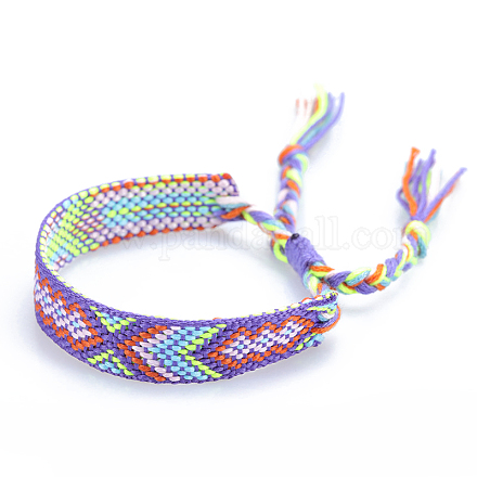 Polyester-cotton Braided Rhombus Pattern Cord Bracelet FIND-PW0013-001A-03-1