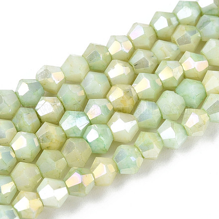 Граненые гальванические непрозрачные стеклянные бусины GLAA-T025-4mm-09D-1