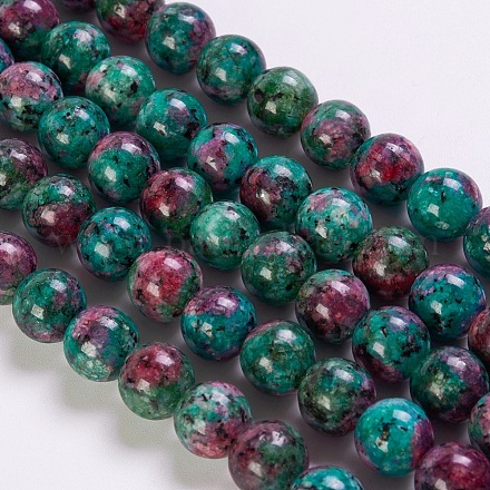 Rubino sintetico in fili di perle di zoisite G-K254-05-8mm-1