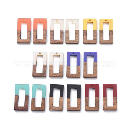 8 Colors Resin & Walnut Wood Pendants RESI-X0001-33-1