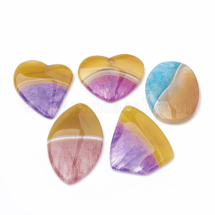 Dyed Natural Crackle Agate Pendants G-S330-06-1